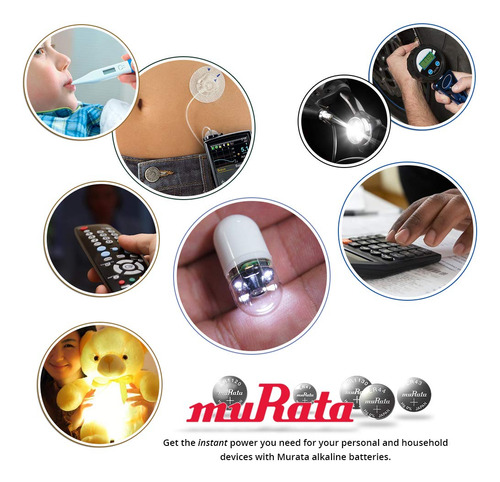 Murata Lr44 - Pila De Botón Alcalina De 1,55 V, Sustituye A Sony Lr44 (25 Pilas)