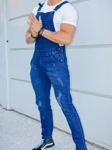 Calça jardineira masculina 2025