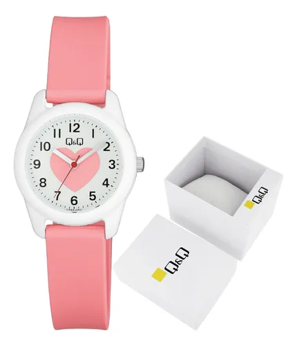 Reloj Infantil Niña Vs65j002y Correa Rosa Caratula Corazón