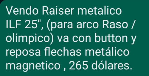 Vendo Raiser Ilf, 25  (razo/olimpico), Izquierdo.