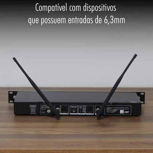 Microfone Sem Fio Duplo Profissional Uhf Com Base Receptora
