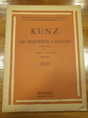 Kunz 200 Pequeñoa Canones A Dos Voces Op 14 Partitura