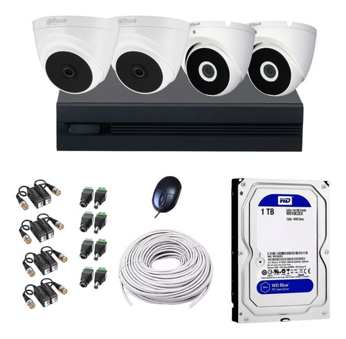 Kit De Seguridad 4 Camaras 2mp Full Hd Xvr 4 Canales 1tb