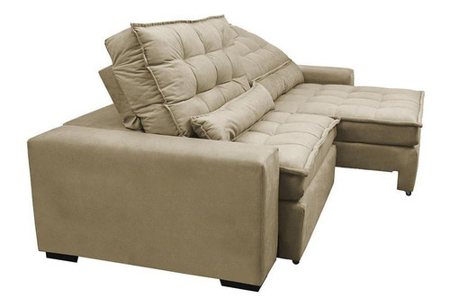 Sofá Retrátil e Reclinável com Molas Ensacadas Cama inBox Gold 2,92m Tecido Suede Velusoft Bege