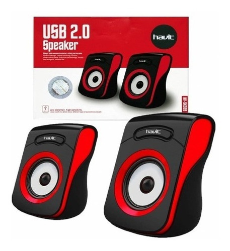 Parlante Havit Para Pc Rojo Usb 2.0 3.5mm Stereo Audio Calid