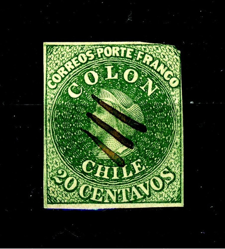 Sellos Postales De Chile. Primera Emisión N° 12 Años 1861-62