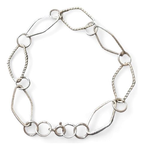 Pulsera Mujer Rombos Entrelazados Plata Ley 925 + Caja Regal