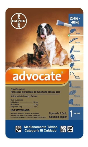  Advocate Bayer Antipulgas 25 A 40 Kg Perros 