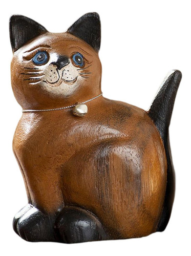 Adorno Hecho A Mano Con Forma De Estatua De Gato Y Gatito Co