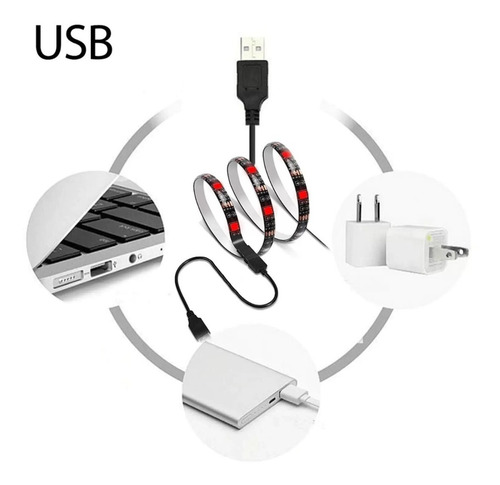 Imagem 5 de 7 de Fita Led 5050 Rgb Colorida 3mt 16 Cores Usb Para Tv Pc Carro