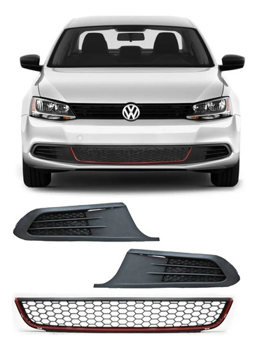 Kit 3 Rejillas Jetta 2011 2012 2013 2014 Cerradas Inf Panal