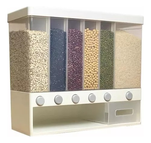 Dispensador Pared Mesa 6 Espacios Granos Cereal Arroz Pasta