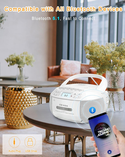 Cd Cassete Boombox Player Combo Con Bluetooth, Radio Am Fm,