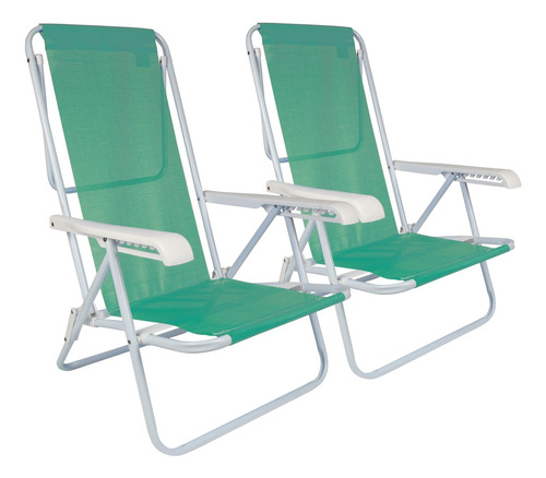 Mor 2 unidades de reposera silla playa camping 8 Pos acero ct color verde