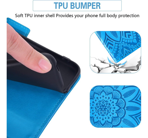 Asuwish Funda Para Teléfono Lg G6 Con Protector De Pantalla Azul.