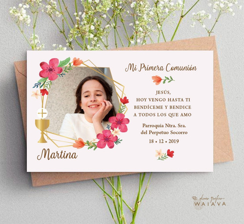 Imagen 7 de 10 de Estampas Nenas Primera Comunión 11 X 7 Cm Horiz C/foto X 3u