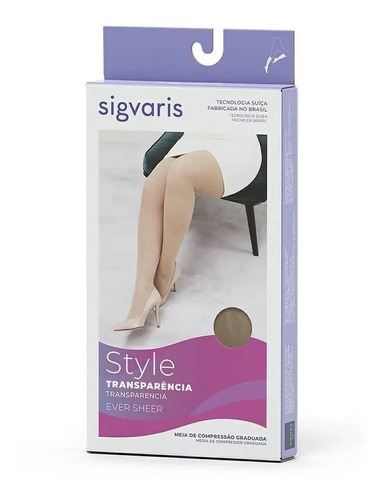 Meia Sigvaris Ever Sheer Nude 3/4 Média Compressão 20-30