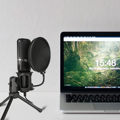 Micrófono Condenser Hügel Grabación Usb Soporte Pop Filter