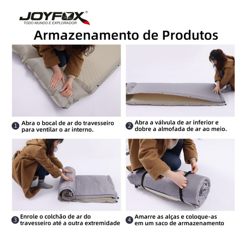 Joyfox Colchão Inflável Duplo 190x130x3cm Com Bomba E Travesseiro Integrados Autoinflável, Compacto E Confortável Para Camping