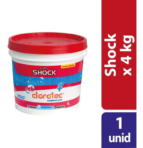 Imagen 2 de 8 de Cloro Shock Instantáneo Clorotec Piscinas Pintadas X 4 Kg