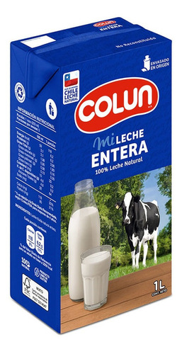 Leche Entera Natural Colun Sin Tapa 1 L