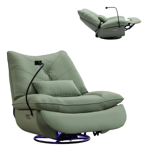 Silla Reclinable Giratoria Electrica Control De Voz Verde 