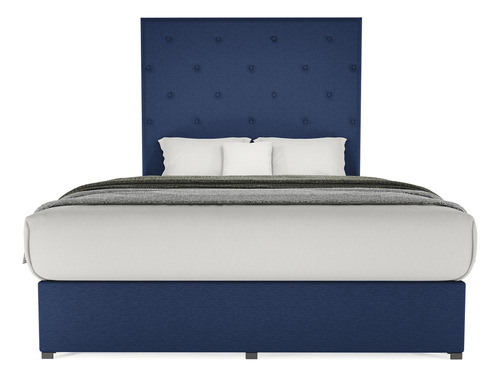 Cama clásica Cima Toscana individual color azul fabricada en lino