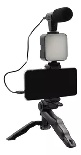 Kit Creacion Video Blog Celular Luz Led Tripode Microfono