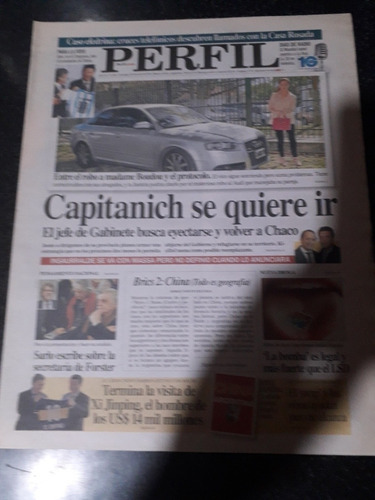 Tapa Diario Perfil 20 7 2014 Capitanich Sarlo Xi Jinping 