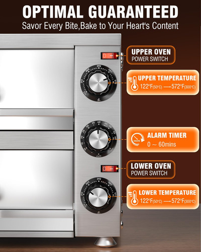 Pyy Horno De Pizza Eléctrico Acero Inoxidable 2 Capas