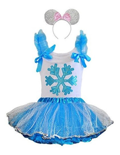 Niña - Disfraz De Frozen Snow Flake T-tops Con Tutú De Tul B