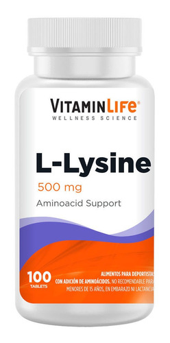 Vitamin LifeL-lysine 500mg De 100 Tabletas