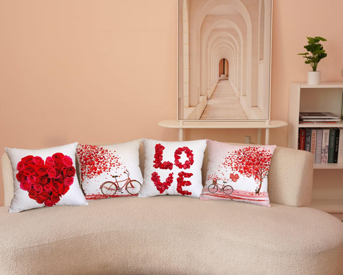 Guhoo Valentines Day Pillow Covers 16 X 16 Set Of 4 Spring F
