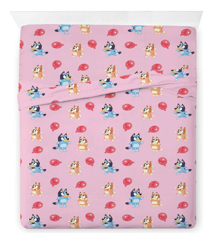Set Sabanas Bluey Rosa 4pz Matrimonial Envio Gratis Rosa Estampado