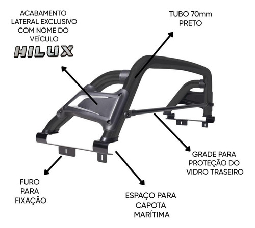 Santo Antônio Preto Hilux 2016 2017 2018 2019 Com Grade