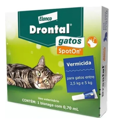 Drontal Gatos Spot On 0,7ml Vermífugo 2,5 - 5,0kg Bayer