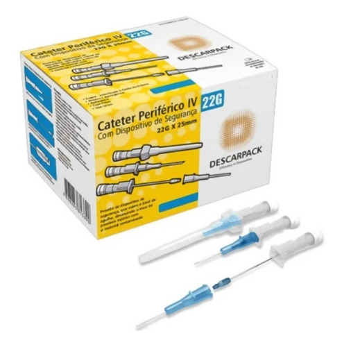 Cateter Intravenoso C/ Segurança Azul 22g Descarpack Cx100un