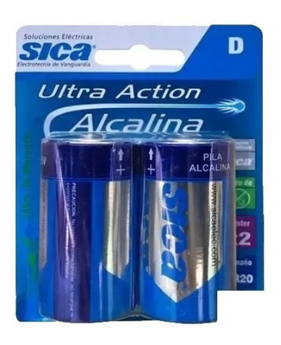 Pilas D Alcalinas 1,5v Blister X 2 Sica No Recargables