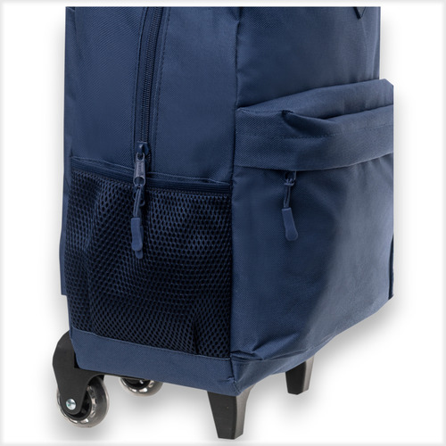 Mochila Lisa Con Carro Talbot 43,5cm 17 Pulgadas Escolar Color Negro