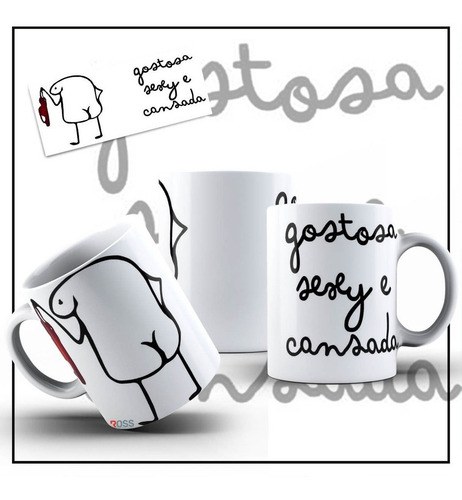 Imagem 2 de 5 de Caneca Bento Flork Meme Engraçado - Gostosa Sexy E Cansada