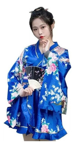Albornoz De Mujer Japonesa, Diseño Floral Y Kimono