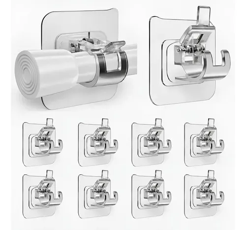 Kit 10 Suporte Varão Cortina Adesivo Sem Furos Transparente Gancho Autoadesivo Cnc Do Brasil