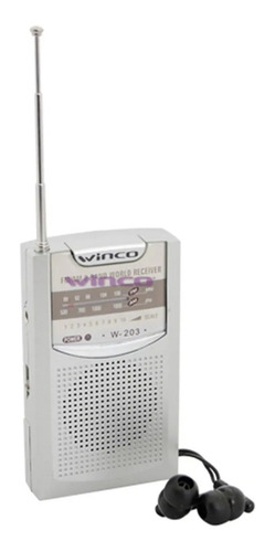 Radio Portatil Winco W-203 Am Fm Clip Cinto + Auricular