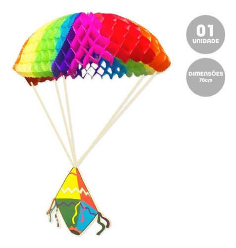 Balão Festa Junina Estilo Paraquedas Em Papel 70cm