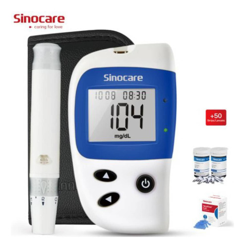 Glucometro Digital Sinocare 50 Tiras Reactivas + 50 Lancetas