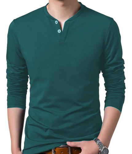 Buzo, Suéter, Polo, Camisa Verde Oscuro 2 Botones