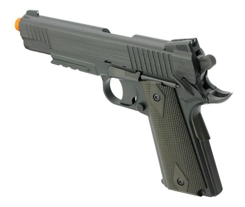 Imagem 3 de 4 de Pistola Airsoft Co2 Colt 1911 Rail Gun Black Slide Metal 6mm