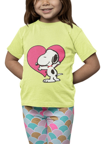 Polera Niña Snoopy Charlie Brown Corazon Estampado Algodon