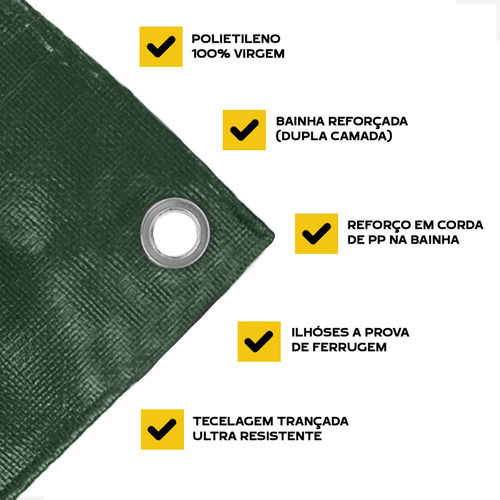 Lona Plástica Verde Impermeável 8x8 Multiuso 8x8