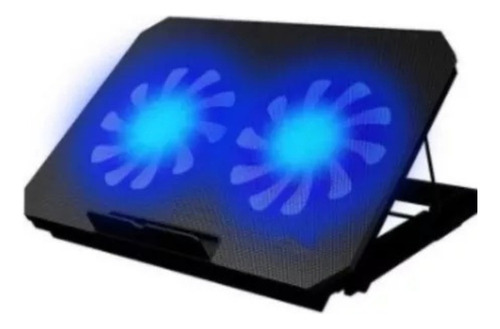 Suporte Base Notebook Com 2 Coolers Ventoinhas Led Azul